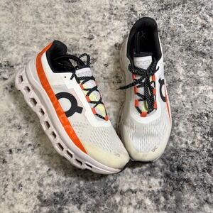 On Running Cloudmonster Men's White Orange Running Shoes Size 11